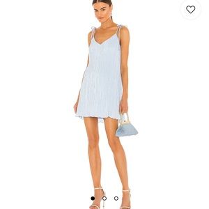 Mini Pleated Tie Strap Slip Dress in Pleated Blue